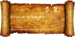 Vincze Nikander névjegykártya